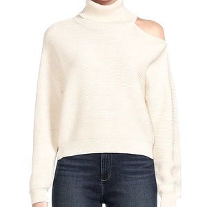 BCBGeneration
Women’s Ribbed Cutout Turtleneck Sweater – Ivory size XL